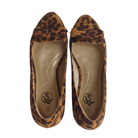 Trary Pointed Toe with Bow Slip On Ballet Flats Leopard Print 8 Brown - Picture 14 of 16